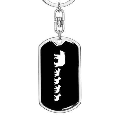 Mama Bear With 4 Cubs v3 - Luxury Dog Tag Keychain