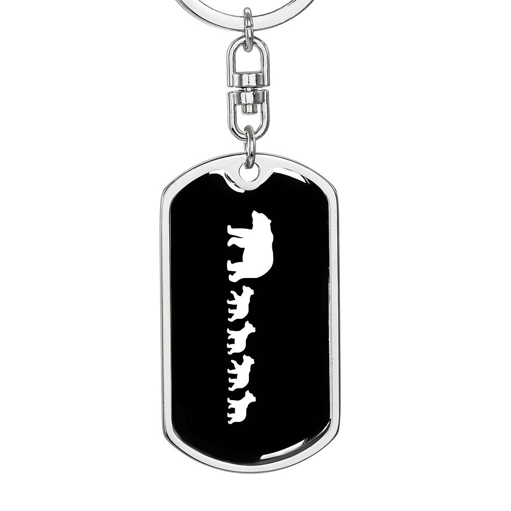 Mama Bear With 4 Cubs v3 - Luxury Dog Tag Keychain