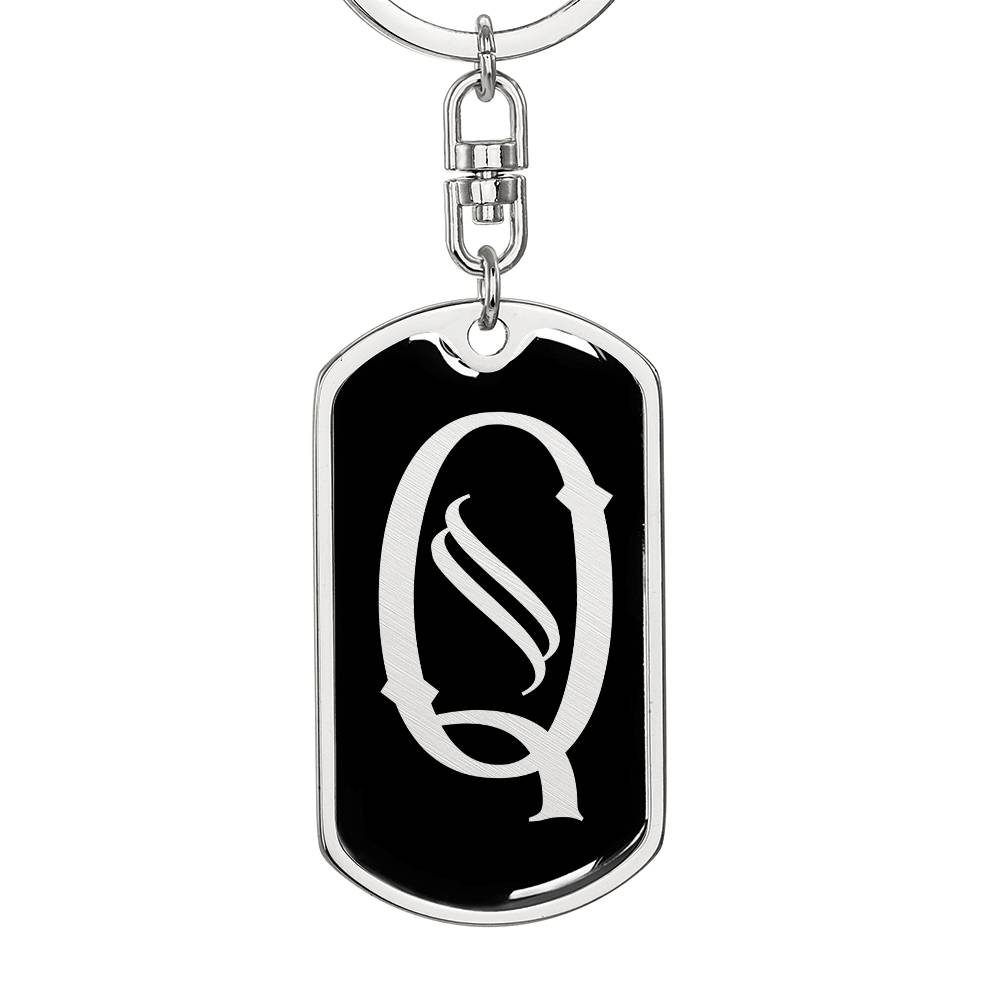 Initial Q v001-12 - Luxury Dog Tag Keychain