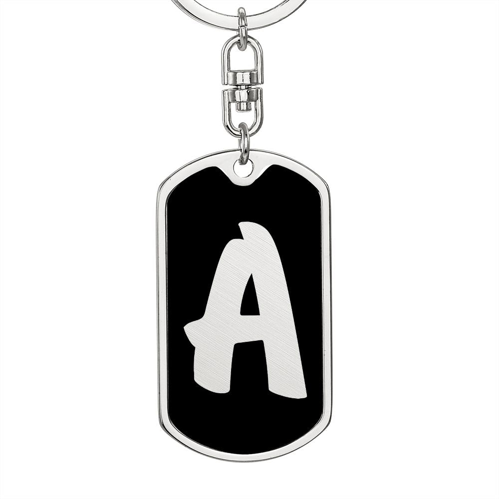 Initial A v2b - Luxury Dog Tag Keychain