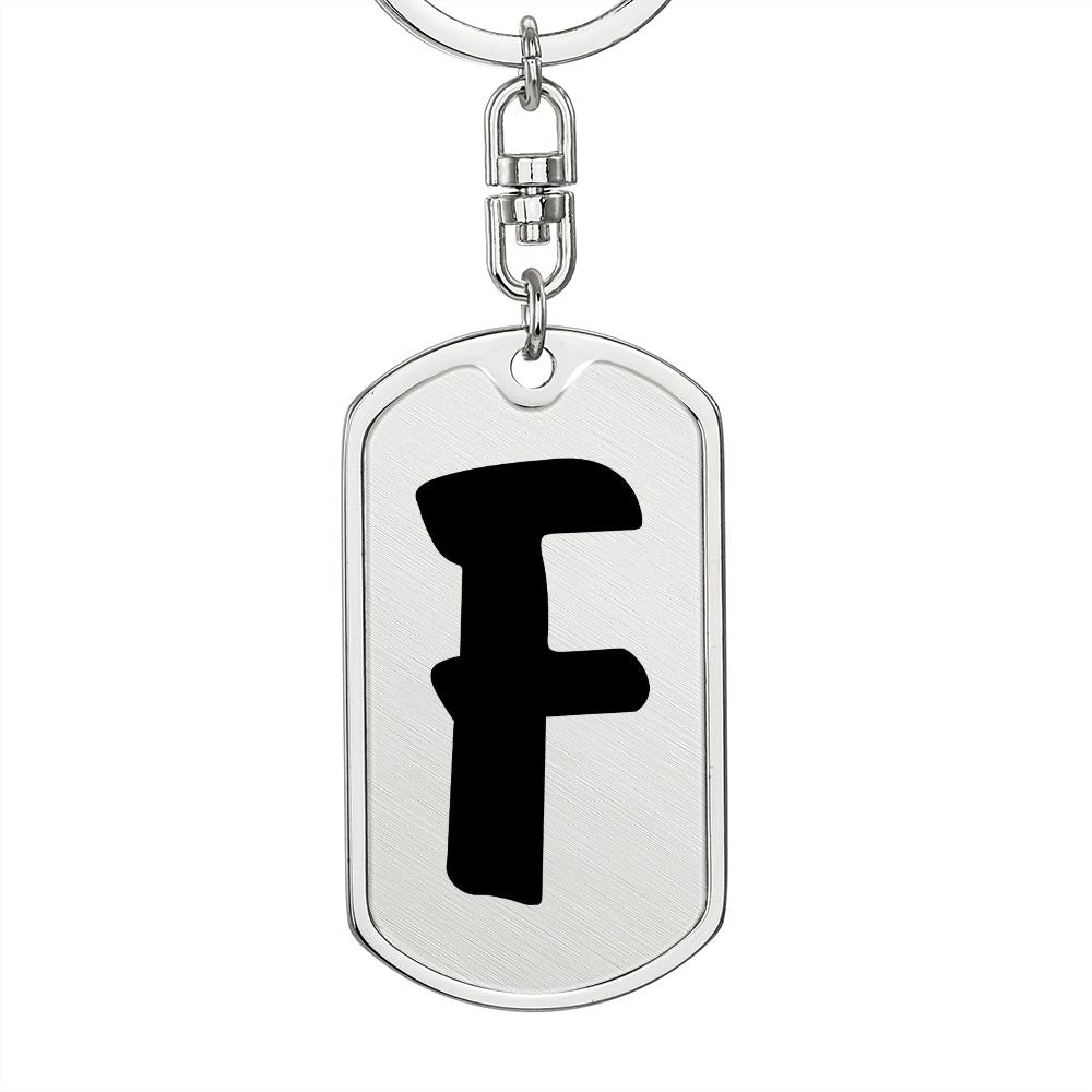 Initial F v1b - Luxury Dog Tag Keychain