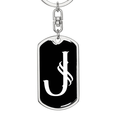 Initial J v001-13 - Luxury Dog Tag Keychain