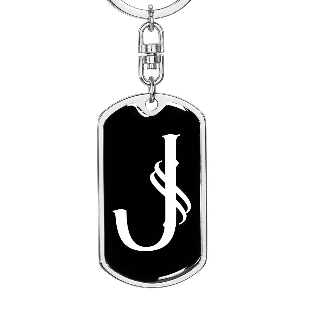 Initial J v001-13 - Luxury Dog Tag Keychain