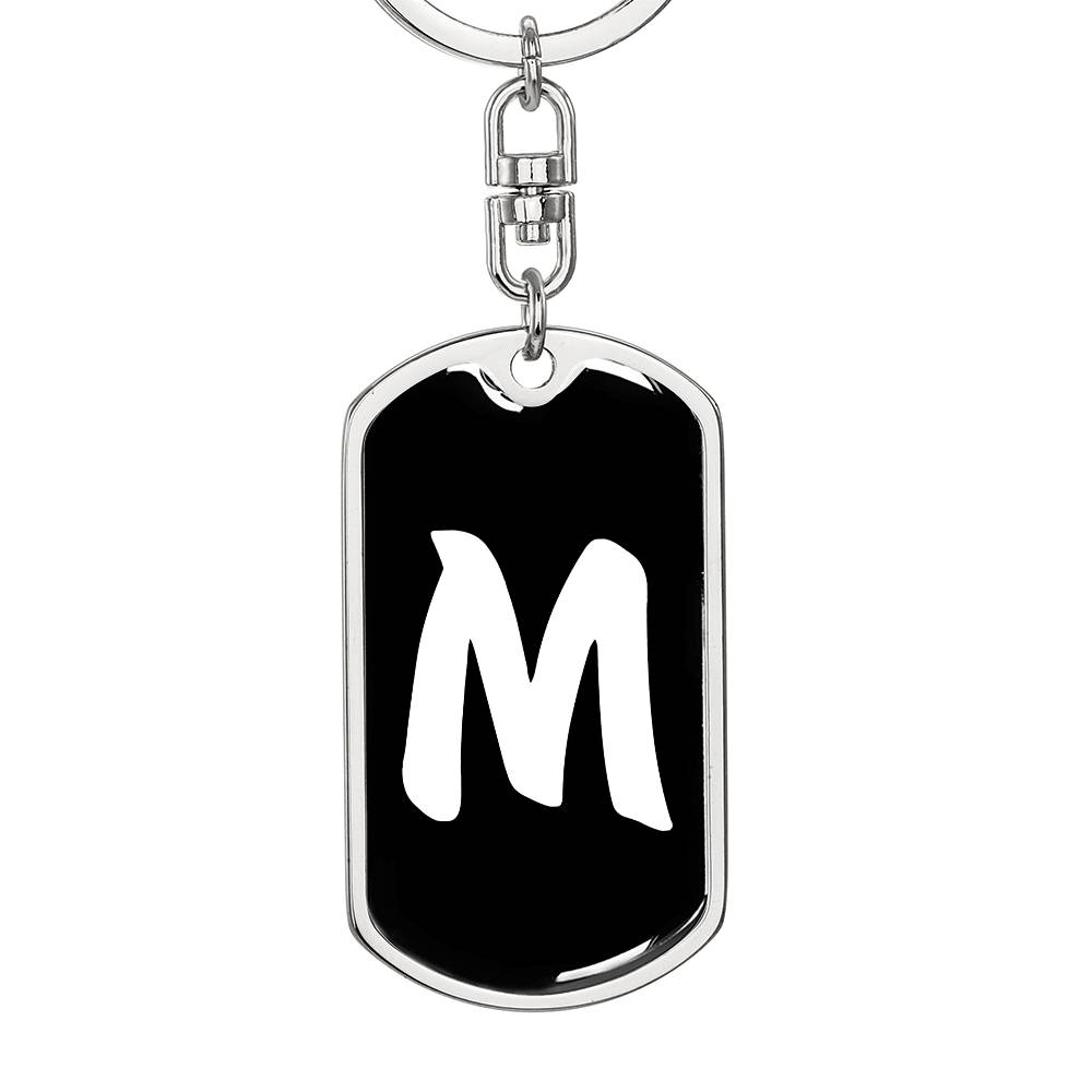 Initial M v3b - Luxury Dog Tag Keychain