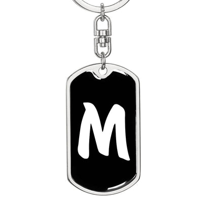 Initial M v3b - Luxury Dog Tag Keychain