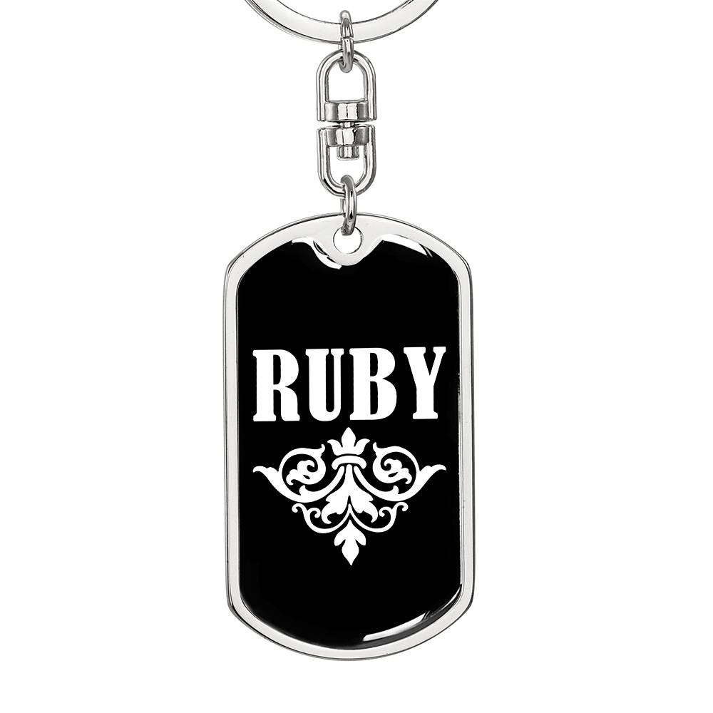 Ruby v03a - Luxury Dog Tag Keychain