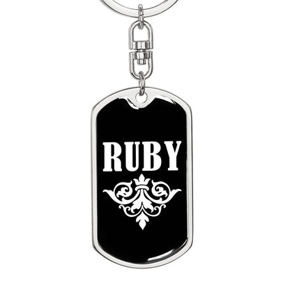 Ruby v03a - Luxury Dog Tag Keychain
