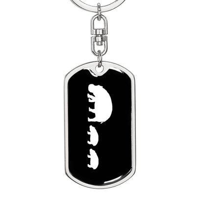 Mama Hippo With 2 Calves v3 - Luxury Dog Tag Keychain