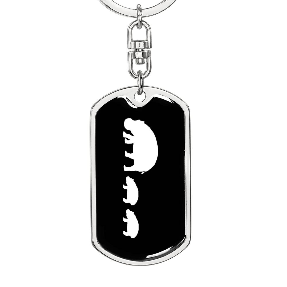 Mama Hippo With 2 Calves v3 - Luxury Dog Tag Keychain