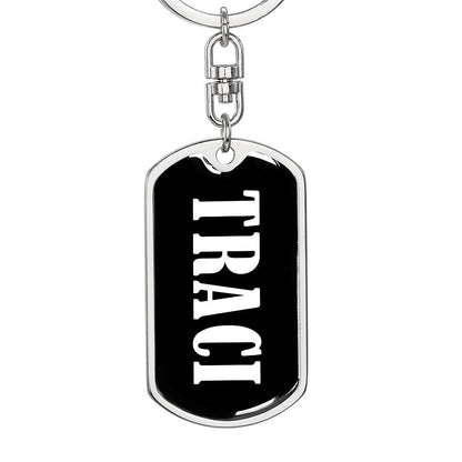 Traci v01w - Luxury Dog Tag Keychain
