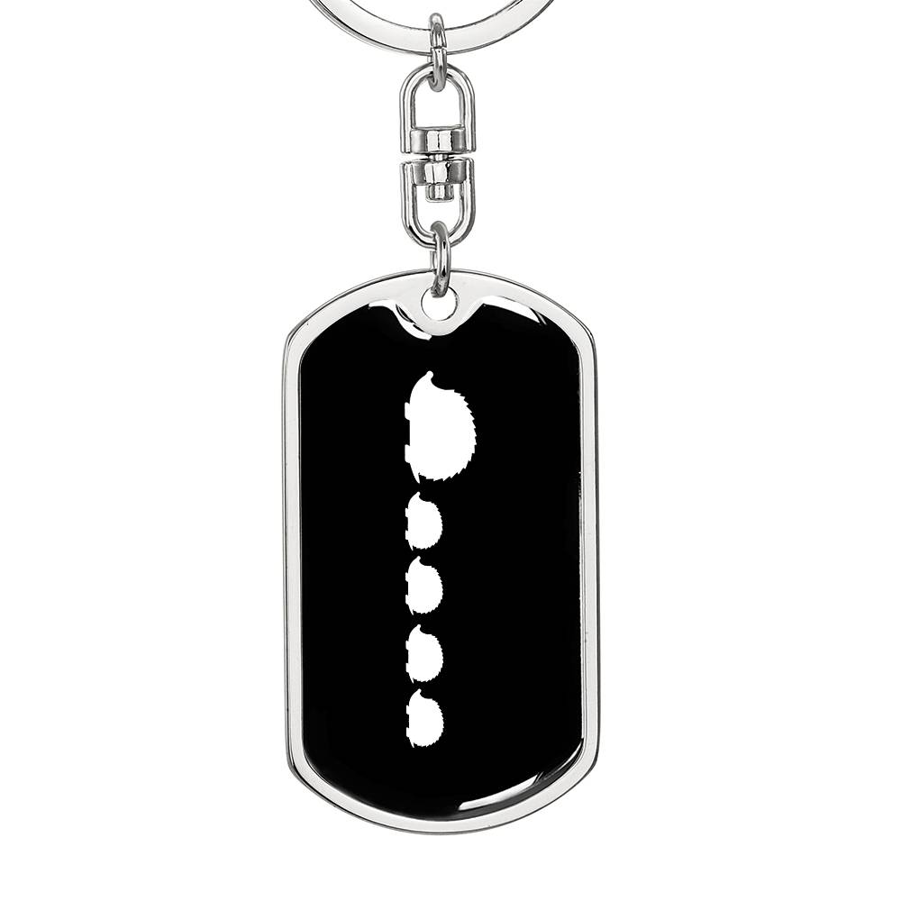 Mama Hedgehog With 4 Hoglets v3 - Luxury Dog Tag Keychain