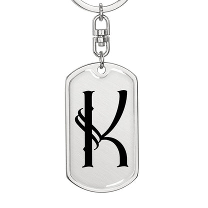 Initial K v001-11 - Luxury Dog Tag Keychain