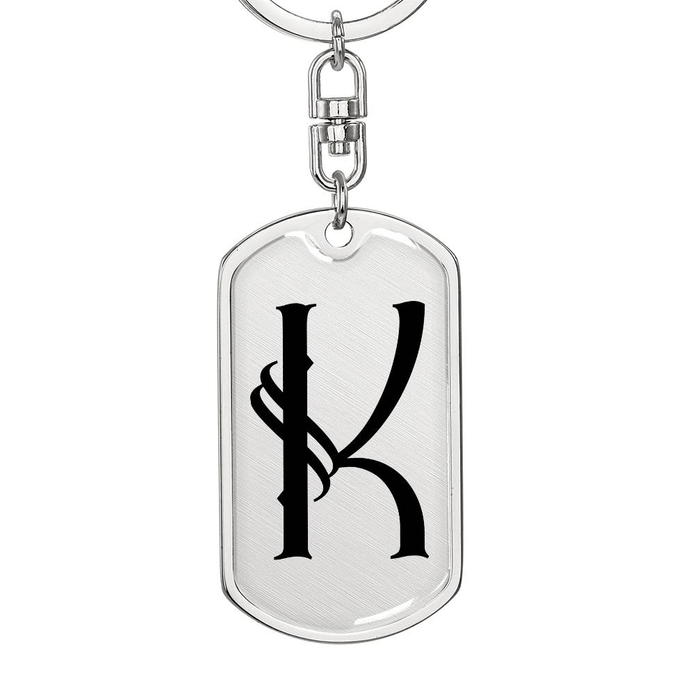 Initial K v001-11 - Luxury Dog Tag Keychain