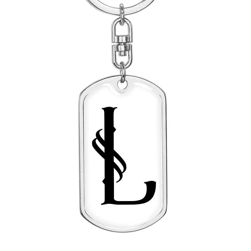 Initial L v001-14 - Luxury Dog Tag Keychain