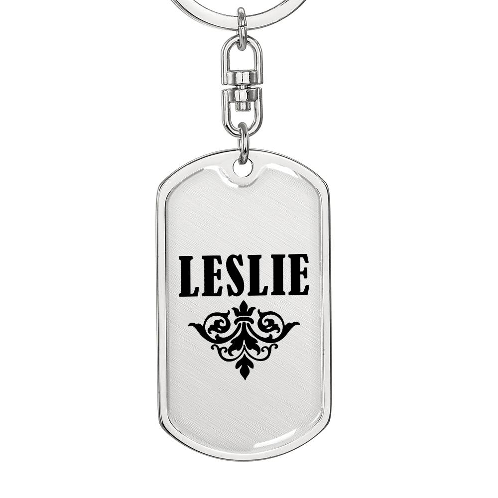 Leslie v01a - Luxury Dog Tag Keychain