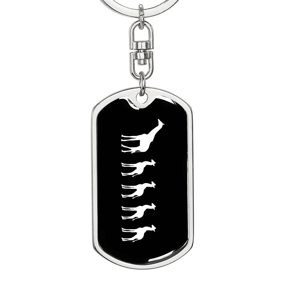 Mama Giraffe With 4 Calves v3 - Luxury Dog Tag Keychain
