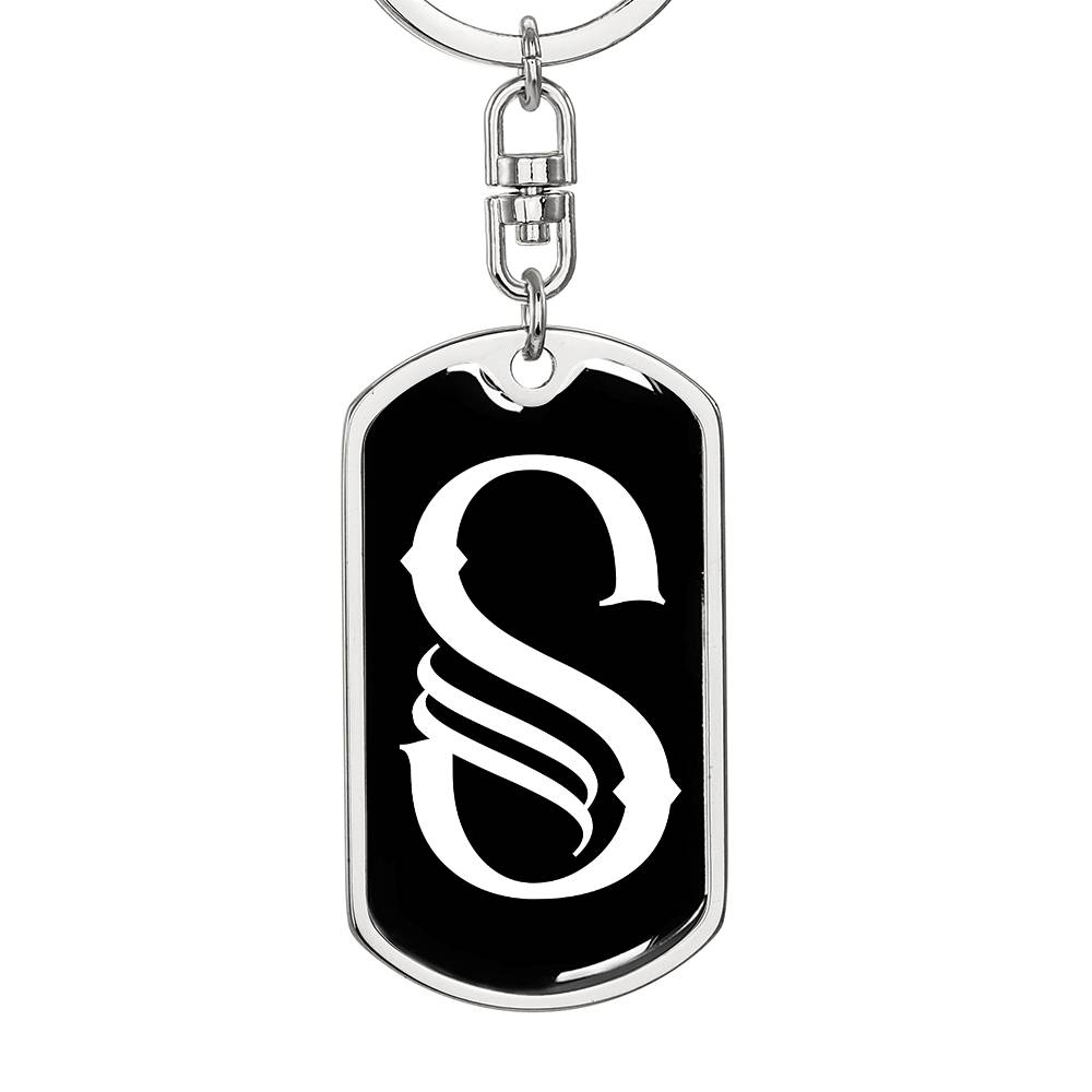 Initial S v001-13 - Luxury Dog Tag Keychain