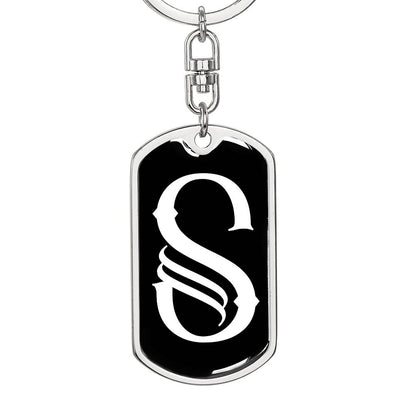 Initial S v001-13 - Luxury Dog Tag Keychain