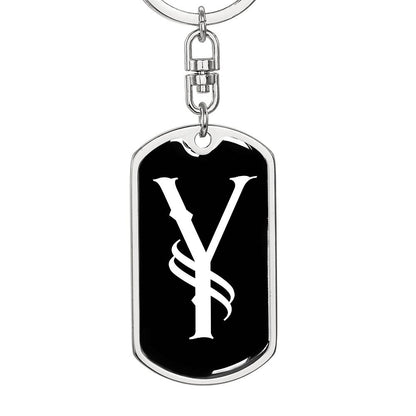 Initial Y v001-13 - Luxury Dog Tag Keychain