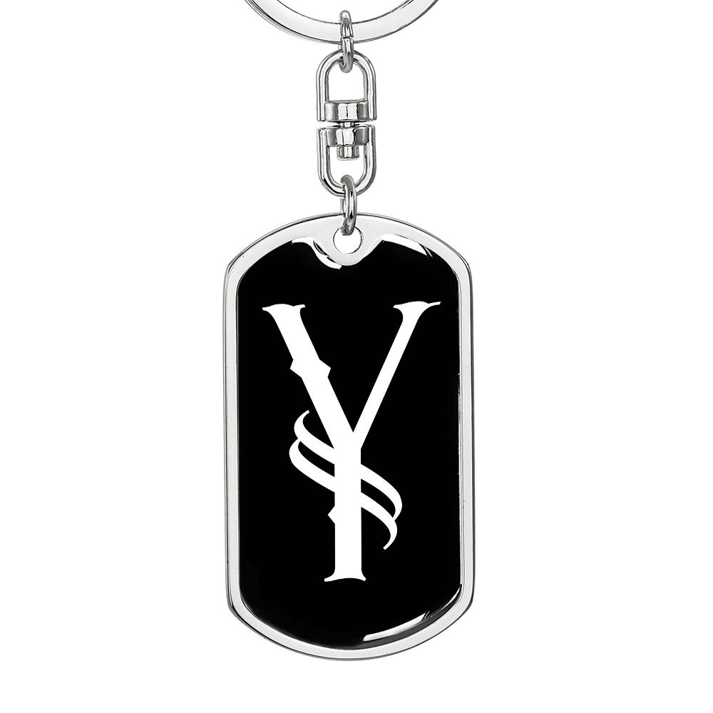 Initial Y v001-13 - Luxury Dog Tag Keychain