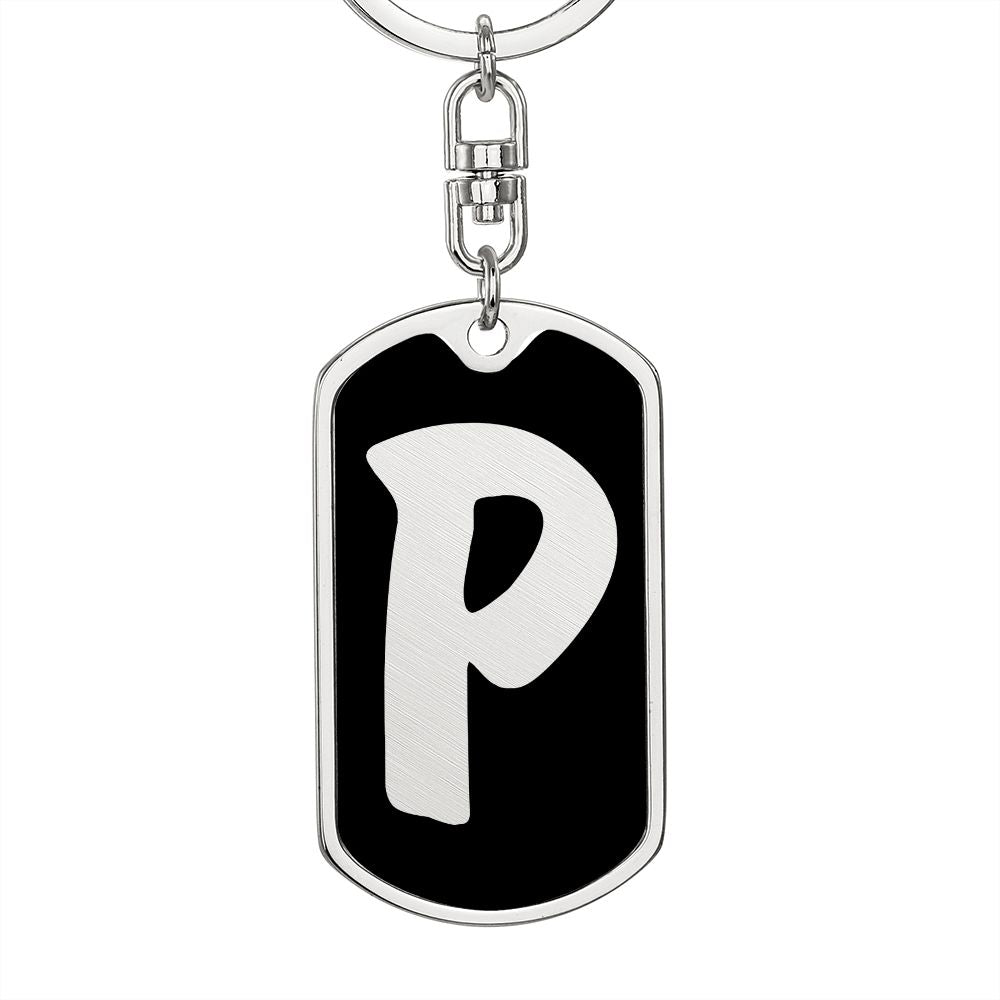 Initial P v2b - Luxury Dog Tag Keychain