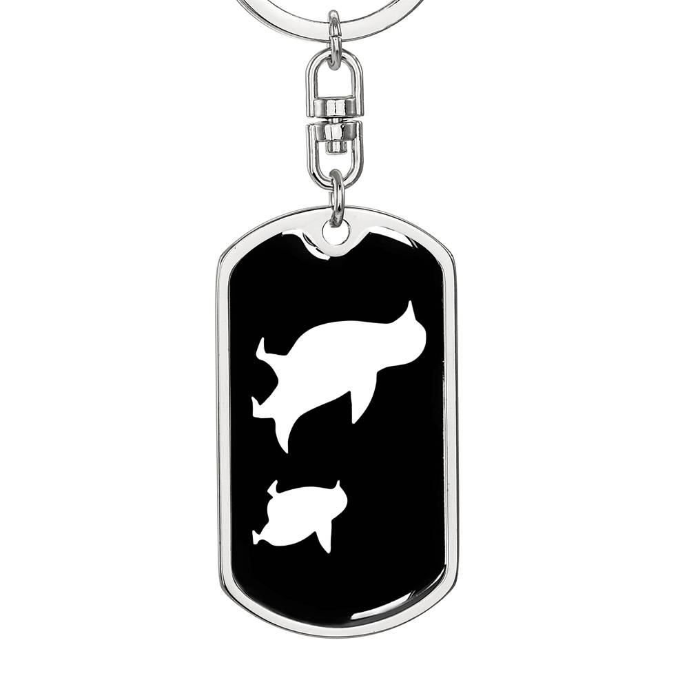 Mama Penguin With 1 Chick v3 - Luxury Dog Tag Keychain