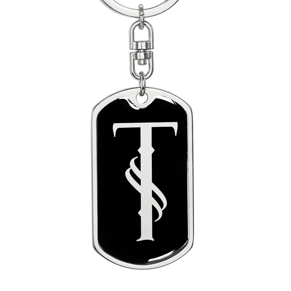 Initial T v001-12 - Luxury Dog Tag Keychain