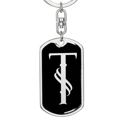 Initial T v001-12 - Luxury Dog Tag Keychain