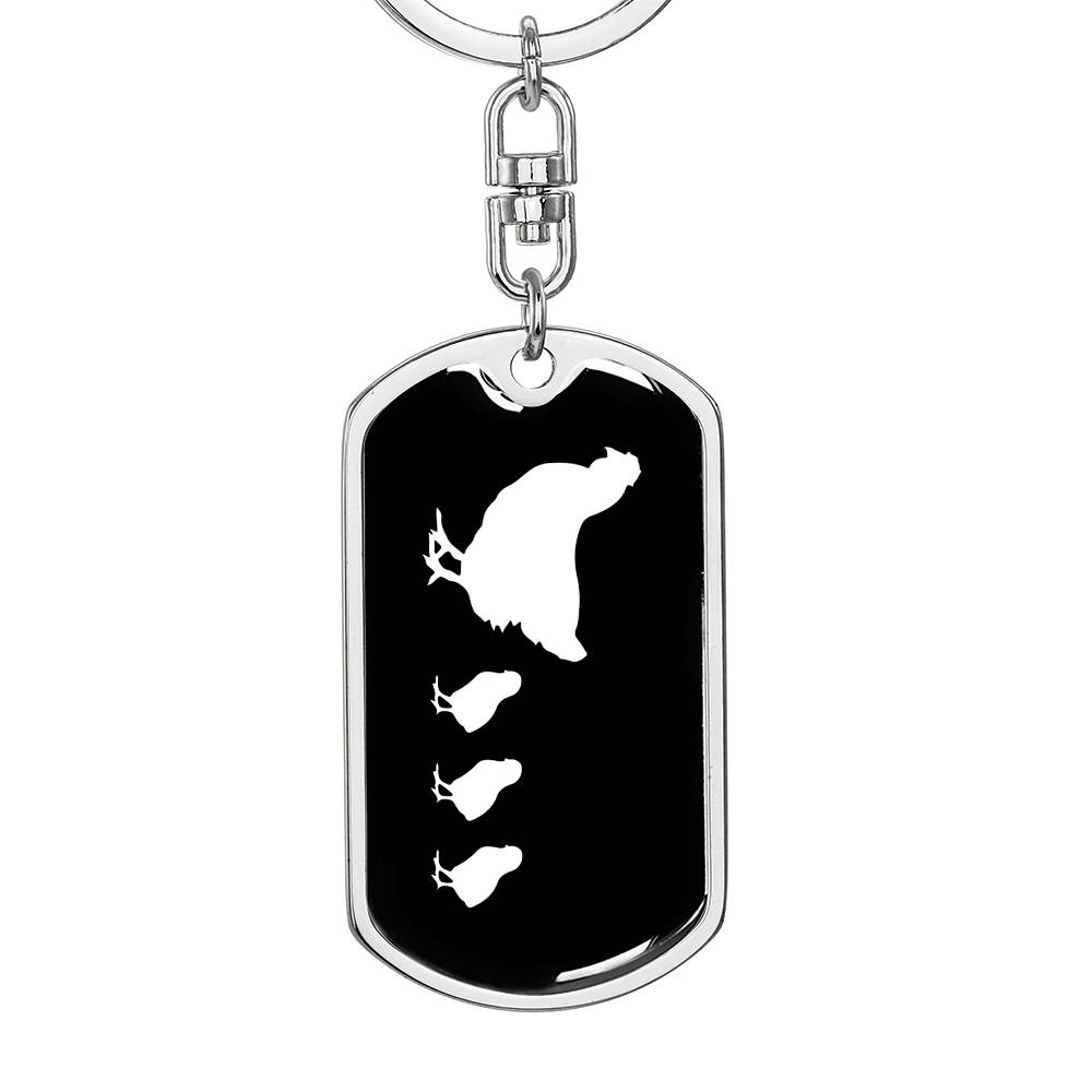 Mama Chicken With 3 Chicks v3 - Luxury Dog Tag Keychain