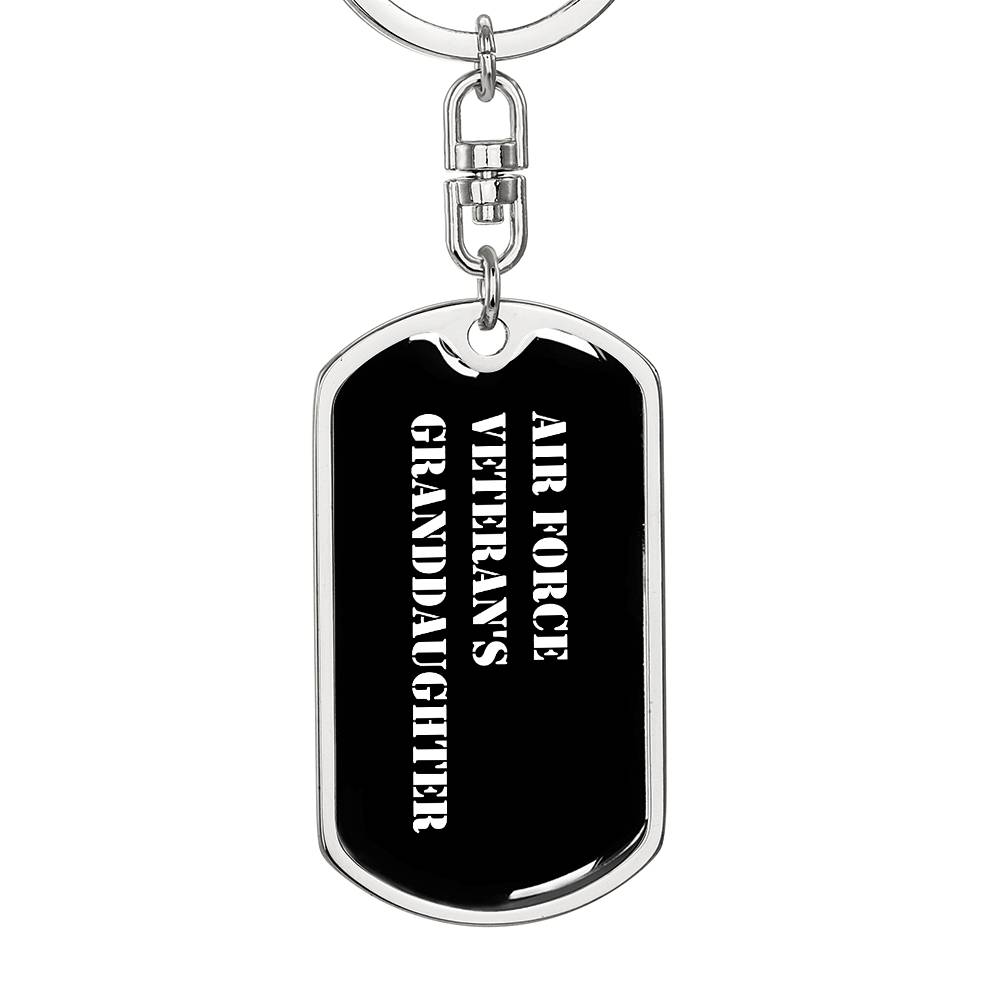 Air Force Veteran's Granddaughter v3 - Luxury Dog Tag Keychain