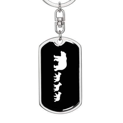 Mama Bear With 3 Cubs v3 - Luxury Dog Tag Keychain