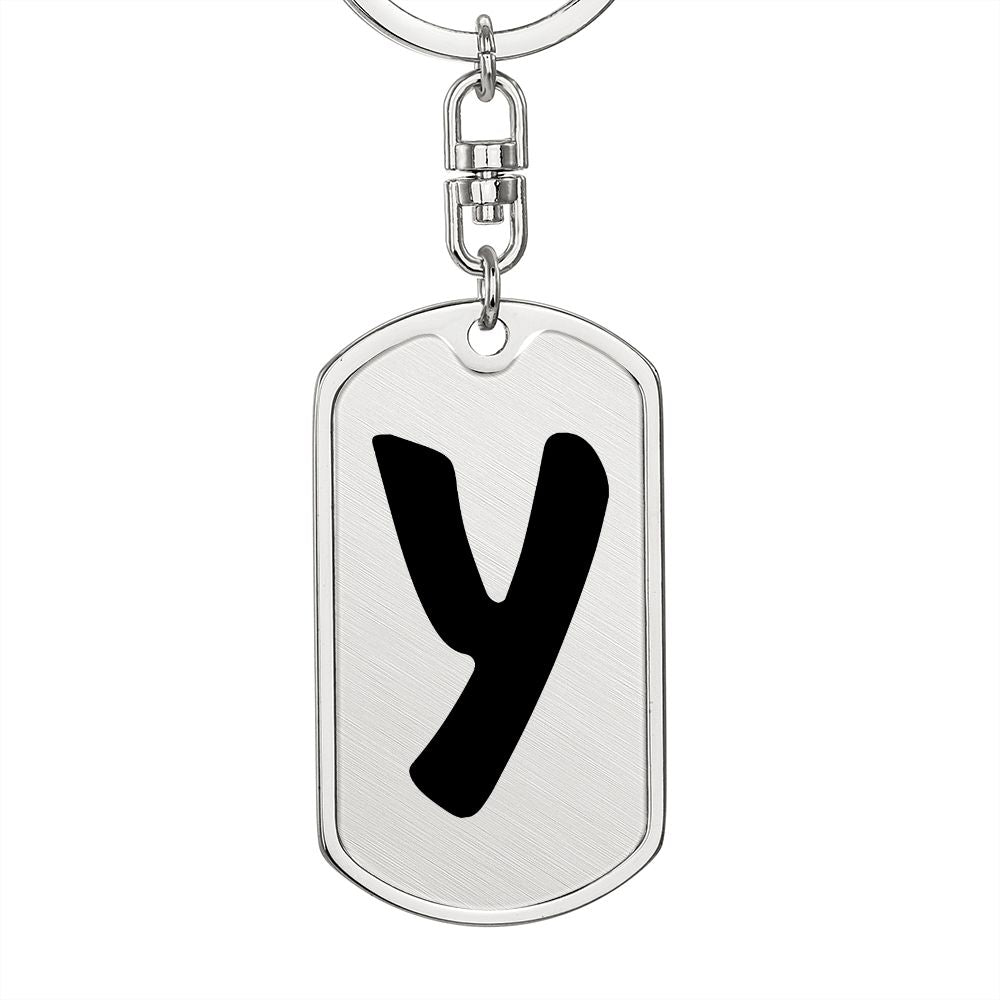 Initial Y v1b - Luxury Dog Tag Keychain