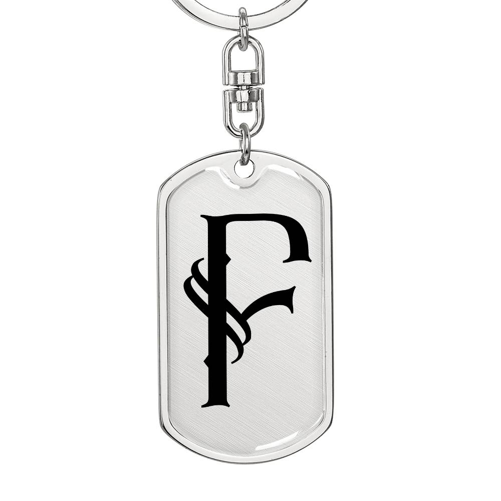 Initial F v001-11 - Luxury Dog Tag Keychain