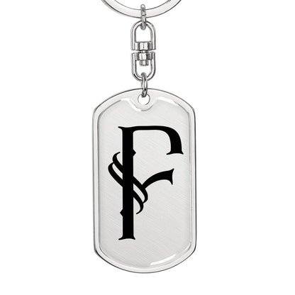 Initial F v001-11 - Luxury Dog Tag Keychain