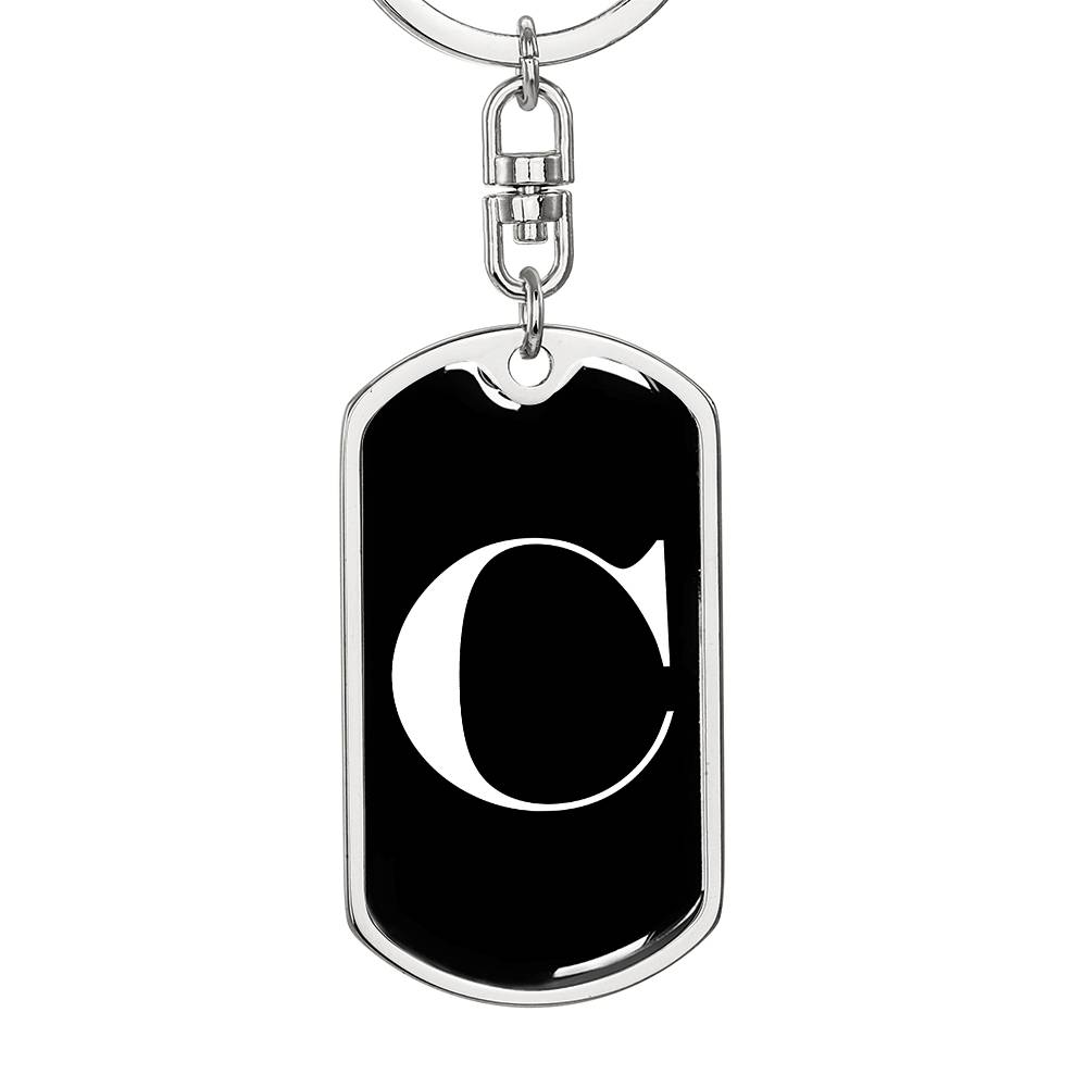 Initial C v3a - Luxury Dog Tag Keychain