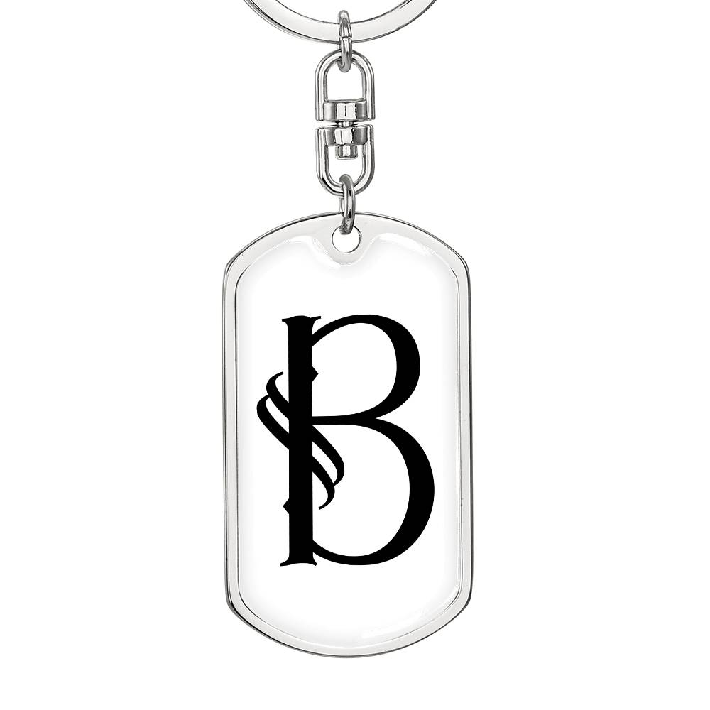 Initial B v001-14 - Luxury Dog Tag Keychain