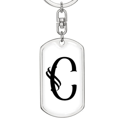Initial C v001-14 - Luxury Dog Tag Keychain