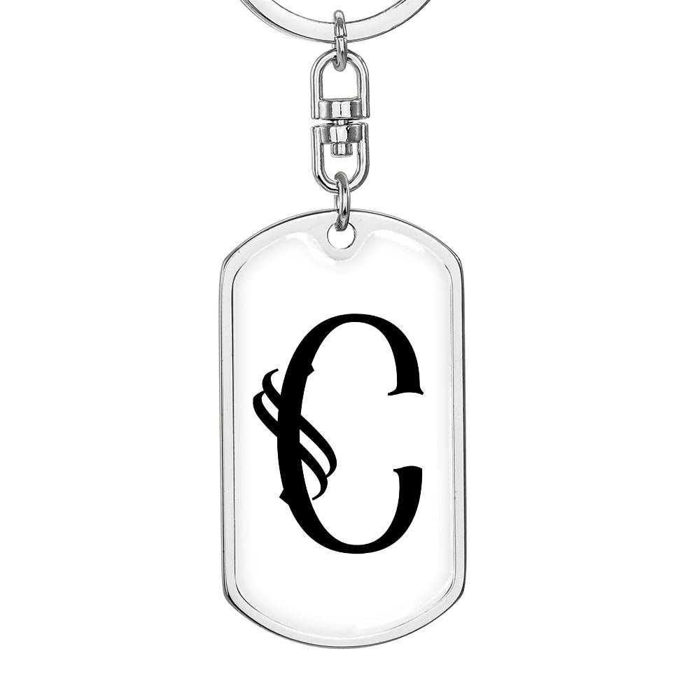 Initial C v001-14 - Luxury Dog Tag Keychain