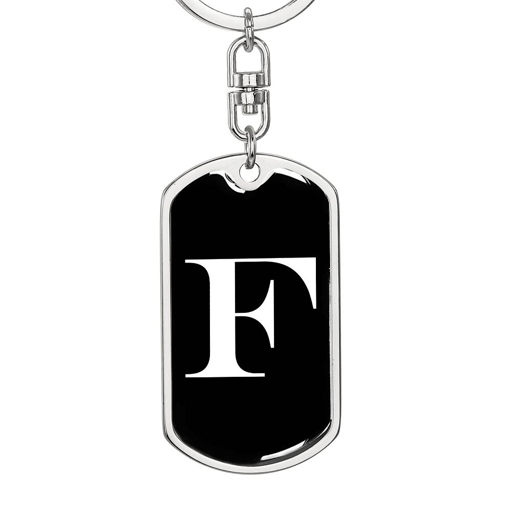 Initial F v3a - Luxury Dog Tag Keychain