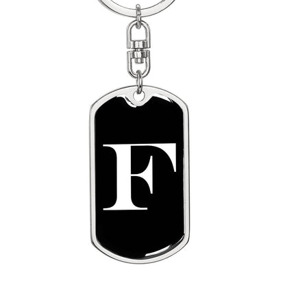 Initial F v3a - Luxury Dog Tag Keychain