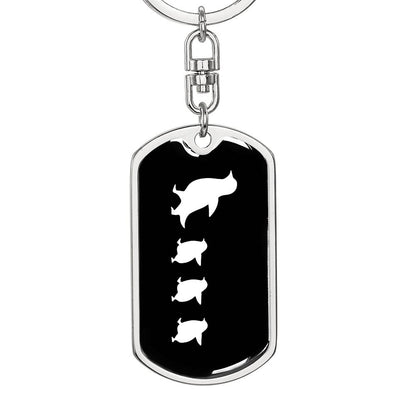 Mama Penguin With 3 Chicks v3 - Luxury Dog Tag Keychain