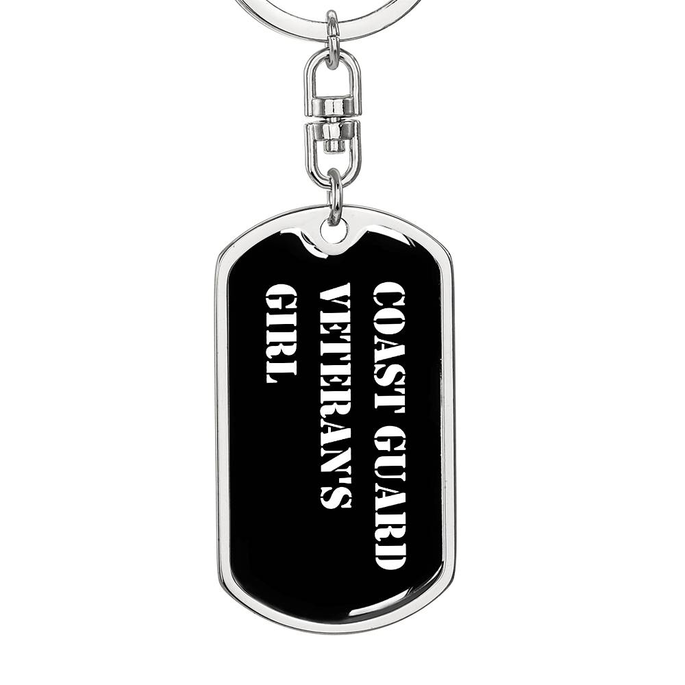 Coast Guard Veteran's Girl v3 - Luxury Dog Tag Keychain