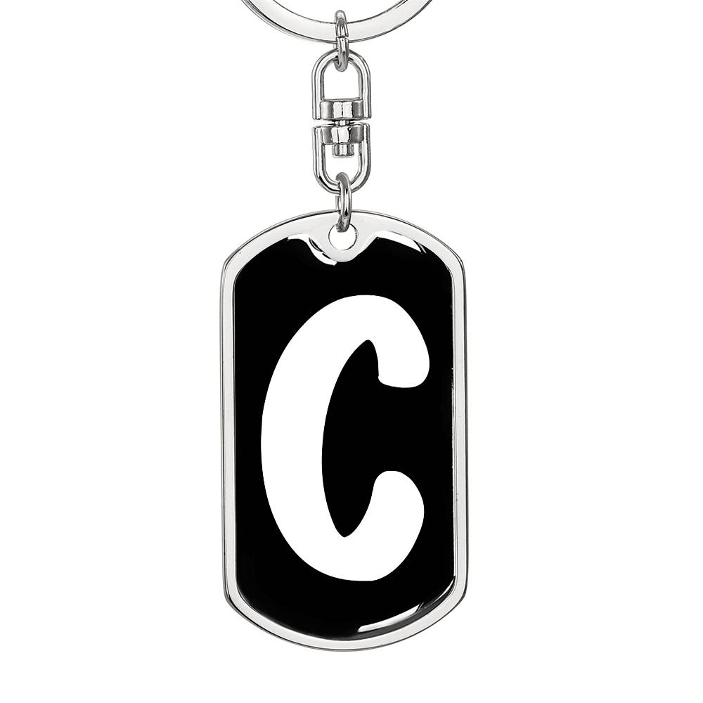 Initial C v3b - Luxury Dog Tag Keychain