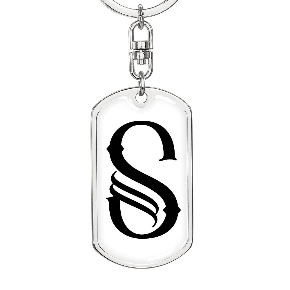 Initial S v001-14 - Luxury Dog Tag Keychain