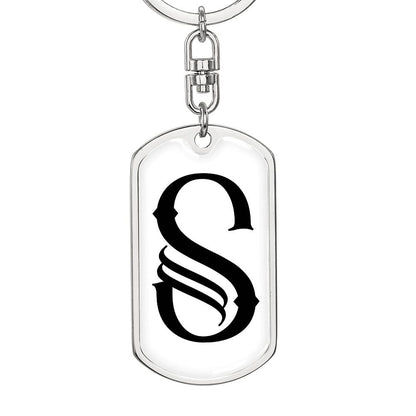 Initial S v001-14 - Luxury Dog Tag Keychain