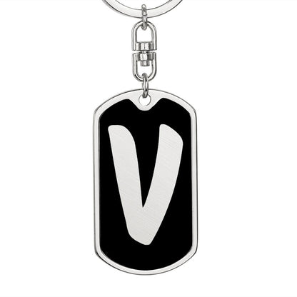 Initial V v2b - Luxury Dog Tag Keychain