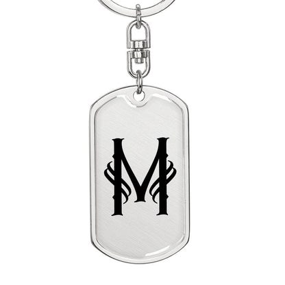 Initial M v001-11 - Luxury Dog Tag Keychain