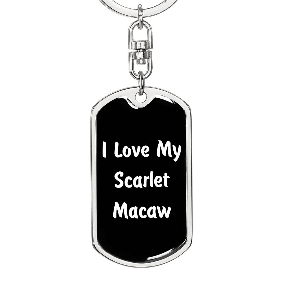 Love My Scarlet Macaw v3 - Luxury Dog Tag Keychain