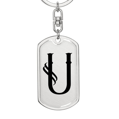 Initial U v001-11 - Luxury Dog Tag Keychain