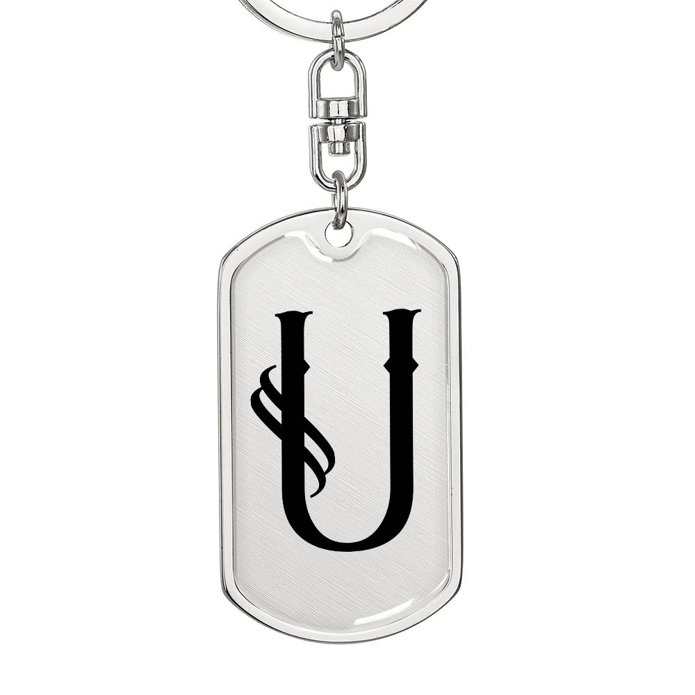 Initial U v001-11 - Luxury Dog Tag Keychain
